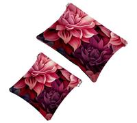 2 bolsas de cosméticos de bolsillo con flores de pétalos coloridos, bolsa de maquillaje impermeable para cosméticos, portátil, sin cremallera, 2069, multicolor 08, A:7.1x5.8in/18x14.8cm,B:4.7x4.5in