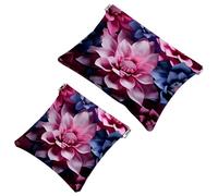 2 bolsas de cosméticos de bolsillo con flores de pétalos coloridos, bolsa de maquillaje impermeable para cosméticos, portátil, sin cremallera, 2069, Multicolor 05, A:7.1x5.8in/18x14.8cm,B:4.7x4.5in