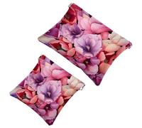 2 bolsas de cosméticos de bolsillo con flores de pétalos coloridos, bolsa de maquillaje impermeable para cosméticos, portátil, sin cremallera, 2069, multicolor 02, A:7.1x5.8in/18x14.8cm,B:4.7x4.5in