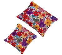 2 bolsas de cosméticos de bolsillo con hojas de colores 2069 para bolsos, bolsa de maquillaje impermeable, bolsa de cosméticos portátil, sin cremallera, Multicolor 04, A:7.1x5.8in/18x14.8cm,B