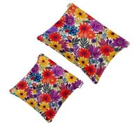 2 bolsas de cosméticos de bolsillo con hojas de colores 2069 para bolsos, bolsa de maquillaje impermeable, bolsa de cosméticos portátil, sin cremallera, Multicolor 08, A:7.1x5.8in/18x14.8cm,B