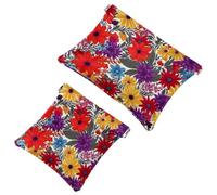2 bolsas de cosméticos de bolsillo con hojas de colores 2069 para bolsos, bolsa de maquillaje impermeable, bolsa de cosméticos portátil, sin cremallera, Multicolor 10, A:7.1x5.8in/18x14.8cm,B