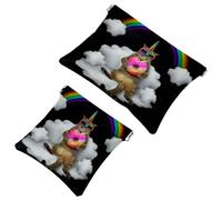 2 bolsas de cosméticos de bolsillo con ilustración de cachorro husky siberiano jugando en el parque, bolsa de maquillaje de metralla de cierre automático, mini bolsa de maquillaje de viaje portátil
