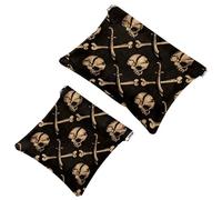 2 bolsas de cosméticos de bolsillo con patrón de nube de luna y zodiaco, bolsa de maquillaje con cierre automático, portátil, sin cremallera, mini bolsa de maquillaje de viaje para auriculares,
