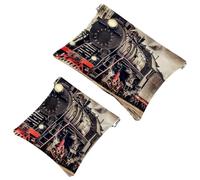 2 bolsas de cosméticos de bolsillo con patrón de tormenta de arena del desierto, bolsa de maquillaje de metralla de cierre automático, portátil, sin cremallera, mini bolsa de maquillaje de viaje para