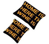 2 bolsas de cosméticos de bolsillo con texto en inglés "Home is Where The Wine is Pocket", bolsa de maquillaje con cierre automático, portátil, sin cremallera, mini bolsa de maquillaje de viaje para
