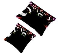 2 bolsas de cosméticos de bolsillo de agua con diseño de balón de fútbol en el fuego, bolsa de maquillaje de metralla de cierre automático, portátil, sin cremallera, mini bolsa de maquillaje de viaje