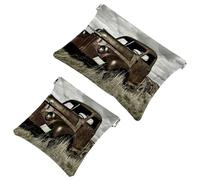 2 bolsas de cosméticos de bolsillo de agua con diseño de balón de fútbol en el fuego, bolsa de maquillaje de metralla de cierre automático, portátil, sin cremallera, mini bolsa de maquillaje de viaje