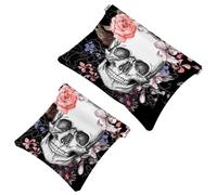 2 bolsas de cosméticos de bolsillo de agua con diseño de balón de fútbol en el fuego, bolsa de maquillaje de metralla de cierre automático, portátil, sin cremallera, mini bolsa de maquillaje de viaje