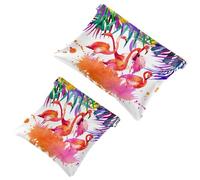 2 bolsas de cosméticos de bolsillo de jardín tropical de cactus de acuarela, bolsa de maquillaje de cierre automático, portátil, sin cremallera, mini bolsa de maquillaje de viaje para auriculares,