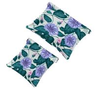 2 bolsas de cosméticos de bolsillo, diseño de flores de la mañana con cierre automático, sin cremallera, bolsa de maquillaje pequeña para almacenamiento de viaje para cosméticos, auriculares,