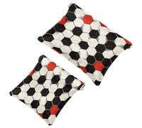 2 bolsas de cosméticos de bolsillo, diseño de fútbol rojo y negro, bolsa de maquillaje de metralla de cierre automático, sin cremallera, pequeña bolsa de maquillaje para almacenamiento de viaje para