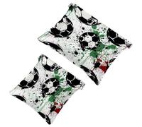 2 bolsas de cosméticos de bolsillo, diseño de salpicaduras de fútbol, bolsa de maquillaje de metralla de cierre automático, sin cremallera, pequeña bolsa de maquillaje para mini almacenamiento de