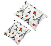 2 bolsas de cosméticos de bolsillo para apretar, bolsa de maquillaje pequeña portátil, sin cremallera, mini bolsa de maquillaje de viaje para mujeres y niñas, torre de París rosa, Multi 01., 7.1x5.8