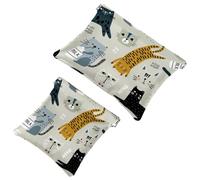 2 bolsas de cosméticos de bolsillo para apretar, lindo zorro buenas noches, impermeable, bolsa de maquillaje de viaje, sin cremallera, mini bolsa de maquillaje para almacenamiento de cosméticos y