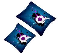 2 bolsas de cosméticos de bolsillo para pintura de fútbol, bolsa de maquillaje de metralla de cierre automático, portátil, sin cremallera, mini bolsa de maquillaje de viaje para auriculares, moneda,