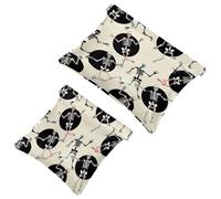 2 bolsas de cosméticos de bolsillo, patrón de esqueleto bailarín de color, bolsa de maquillaje de metralla de cierre automático, sin cremallera, pequeña bolsa de maquillaje para almacenamiento de