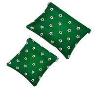 2 bolsas de cosméticos de bolsillo verde con patrón de balones de fútbol, bolsa de maquillaje de metralla de cierre automático, portátil, sin cremallera, mini bolsa de maquillaje de viaje para