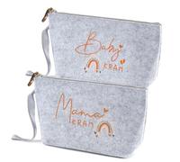 2 bolsas de cosméticos de fieltro, regalos para futuras madres, regalo de nacimiento del bebé, gris, Arco iris