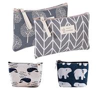 2 bolsas de cosméticos de lona y 2 carteras pequeñas, bolsas de cosméticos portátiles para viajes, bolsas de cosméticos multifuncionales, bolsas de cosméticos de gran capacidad, gris