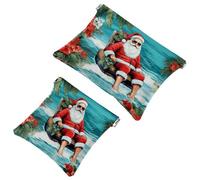 2 bolsas de cosméticos de Papá Noel bajo el árbol de coco, 254 bolsillos para bolsos, bolsa de maquillaje impermeable, bolsa de cosméticos portátil, sin cremallera, multicolor 08, A：7.1x5.8in