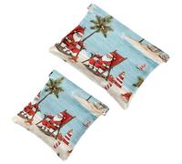 2 bolsas de cosméticos de Papá Noel bajo el árbol de coco, 254 bolsillos para bolsos, bolsa de maquillaje impermeable, bolsa de cosméticos portátil, sin cremallera, Multicolor 09, A：7.1x5.8in