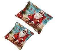 2 bolsas de cosméticos de Papá Noel bajo el árbol de coco, 254 bolsillos para bolsos, bolsa de maquillaje impermeable, bolsa de cosméticos portátil, sin cremallera, Multicolor 03, A：7.1x5.8in