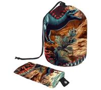 2 bolsas de cosméticos de viaje, bolsas de maquillaje de gran capacidad, suaves, impermeables, portátiles, con cordón, para cosméticos, arte pop, dibujos animados, mundo de dinosaurios, Pop Art