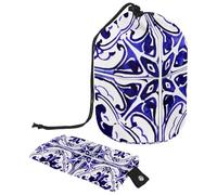 2 bolsas de cosméticos de viaje, bolsas de maquillaje de gran capacidad, suaves, impermeables, portátiles, con cordón, diseño de azulejos ornamentados tradicionales, mandalas, Mandalas de azulejos