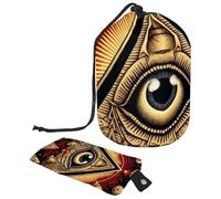 2 bolsas de cosméticos de viaje, bolsas de maquillaje de gran capacidad, suaves, impermeables, portátiles, con cordón, pirámide Illuminati con el ojo, Pirámide Illuminati con el ojo,