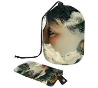 2 bolsas de cosméticos de viaje, bolsas de maquillaje de gran capacidad, suaves, impermeables, portátiles, con cordón, bolsa de cosméticos, seres humanos y naturaleza, Humanos y naturaleza,