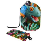 2 bolsas de cosméticos de viaje, bolsas de maquillaje de gran capacidad, suaves, impermeables, portátiles, con cordón, bolsa de cosméticos 3D Dinosaur Park, Parque de dinosaurios 3D,