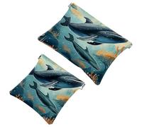 2 bolsas de cosméticos estéticas de ballena-2069 de bolsillo para bolsos, bolsa de maquillaje impermeable, bolsa de cosméticos portátil, sin cremallera, Multicolor 10, A:7.1x5.8in/18x14.8cm,B