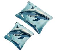 2 bolsas de cosméticos estéticas de ballena-2069 de bolsillo para bolsos, bolsa de maquillaje impermeable, bolsa de cosméticos portátil, sin cremallera, multicolor 02, A:7.1x5.8in/18x14.8cm,B