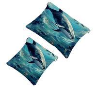2 bolsas de cosméticos estéticas de ballena-2069 de bolsillo para bolsos, bolsa de maquillaje impermeable, bolsa de cosméticos portátil, sin cremallera, multicolor 07, A:7.1x5.8in/18x14.8cm,B