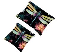 2 bolsas de cosméticos estéticas de libélula-2069 de bolsillo para bolsos, bolsa de maquillaje impermeable, bolsa de cosméticos portátil, sin cremallera, Multicolor 10, A:7.1x5.8in/18x14.8cm,B