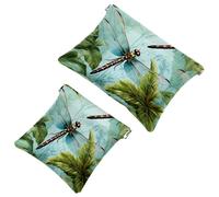 2 bolsas de cosméticos estéticas de libélula-2069 de bolsillo para bolsos, bolsa de maquillaje impermeable, bolsa de cosméticos portátil, sin cremallera, multicolor 02, A：7.1x5.8in/18x14.8cm，B