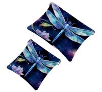 2 bolsas de cosméticos estéticas de libélula-2069 de bolsillo para bolsos, bolsa de maquillaje impermeable, bolsa de cosméticos portátil, sin cremallera, multicolor 08, A:7.1x5.8in/18x14.8cm,B