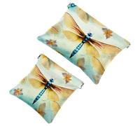 2 bolsas de cosméticos estéticas de libélula-2069 de bolsillo para bolsos, bolsa de maquillaje impermeable, bolsa de cosméticos portátil, sin cremallera, Multicolor 04, A:7.1x5.8in/18x14.8cm,B