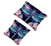 2 bolsas de cosméticos estéticas de libélula-2069 de bolsillo para bolsos, bolsa de maquillaje impermeable, bolsa de cosméticos portátil, sin cremallera, multicolor 07, A:7.1x5.8in/18x14.8cm,B