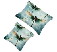 2 bolsas de cosméticos estéticas de libélula-2069 de bolsillo para bolsos, bolsa de maquillaje impermeable, bolsa de cosméticos portátil, sin cremallera, multicolor 06, A:7.1x5.8in/18x14.8cm,B
