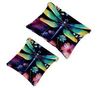 2 bolsas de cosméticos estéticas de libélula-2069 de bolsillo para bolsos, bolsa de maquillaje impermeable, bolsa de cosméticos portátil, sin cremallera, Multicolor 05, A:7.1x5.8in/18x14.8cm,B