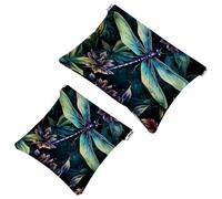 2 bolsas de cosméticos estéticas de libélula-2069 para bolsos, bolsa de maquillaje impermeable, bolsa de cosméticos portátil, sin cremallera, Multicolor 03, A:7.1x5.8in/18x14.8cm,B:4.7x4.5in/12x11.5cm