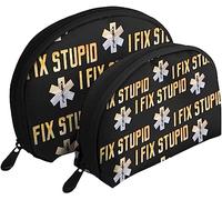 2 Bolsas de cosméticos I Fix Stupid EMT RN Bolsa de Maquillaje de Viaje Shell Neceser Bolso de Mujer