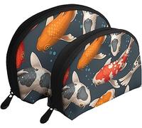 2 Bolsas de cosméticos Koi Carps Lucky Japón Bolsa de Maquillaje de Viaje Shell Neceser Bolso de Mujer