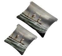 2 bolsas de cosméticos náuticas con diseño de boya para pintura, bolsa de maquillaje con cierre automático, portátil, sin cremallera, mini bolsa de maquillaje de viaje para auriculares, moneda, lápiz