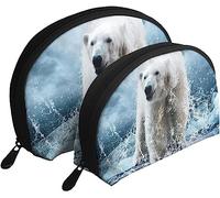 2 Bolsas de cosméticos Save Polar Bear 3D Bolsa de Maquillaje de Viaje Shell Neceser Bolso de Mujer