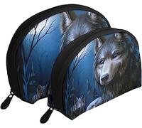 2 Bolsas de cosméticos Wolf Goodnight Moon Bolsa de Maquillaje de Viaje Shell Neceser Bolso de Mujer