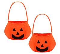2 bolsas de dulces de calabaza para niños, cesta de caramelos de calabaza de Halloween, cubo de dulces para truco o trato, bolsa de mano naranja para regalos de fiesta de Halloween para niños