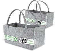 2 bolsas de fieltro gris claro para la compra para leña de chimenea, cesta de fieltro para periódicos, color gris claro